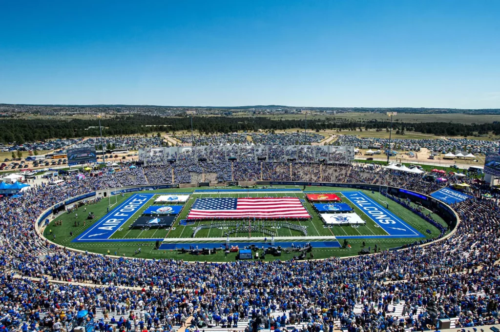 Falcon Stadium, built in a natural bowl in the foothills